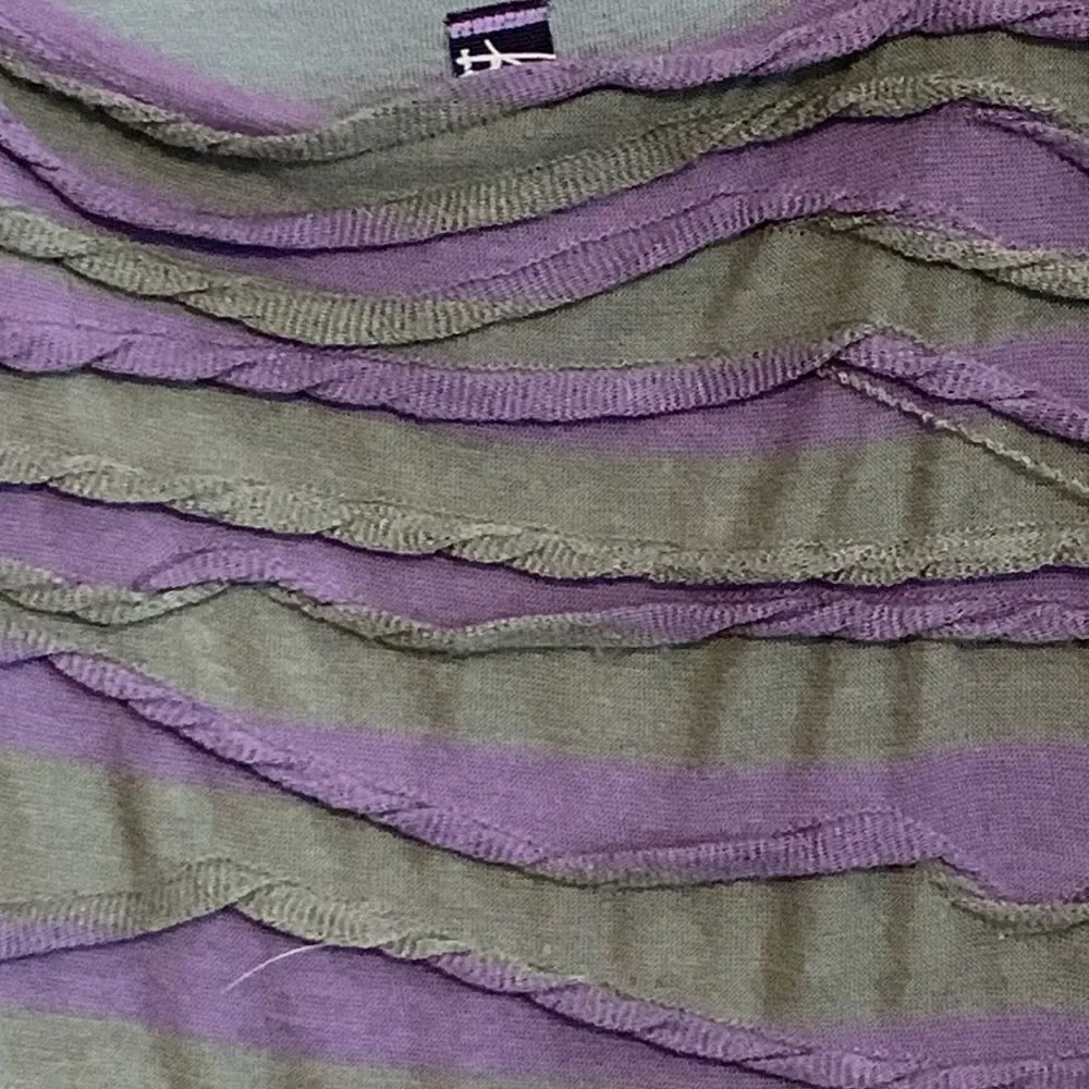 Free People Women’s Grey Purple Striped Boho Mini Tank Dress Ruffles Size XS